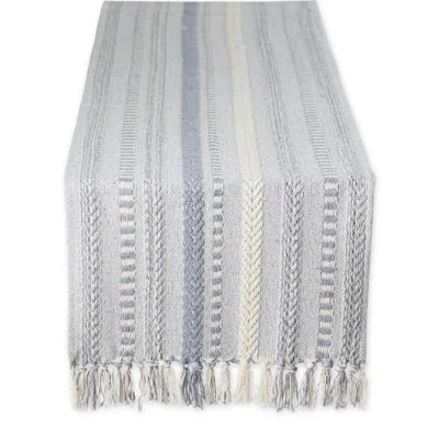 Dii Braided Stripe Jacquard Table Runner In Cool Gray