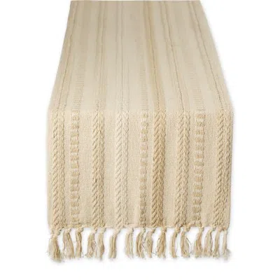Dii Braided Stripe Jacquard Table Runner In Vintage Linen