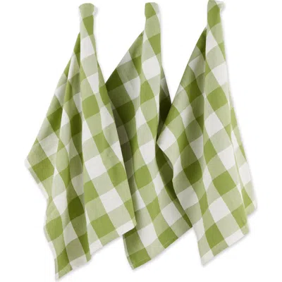 Dii Buffalo Check Dishtowel Set/3 In Antique Green
