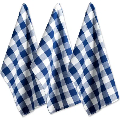 Dii Buffalo Check Dishtowel Set/3 In Navy