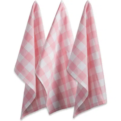 Dii Buffalo Check Dishtowel Set/3 In Pink