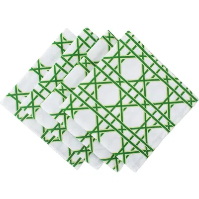 Dii Cane Print Napkin Set/4 In Green Cane