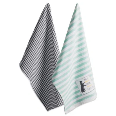 Dii Cat Greeting Embellished Assorted Dishtowel Set/2 In Cat Greetings
