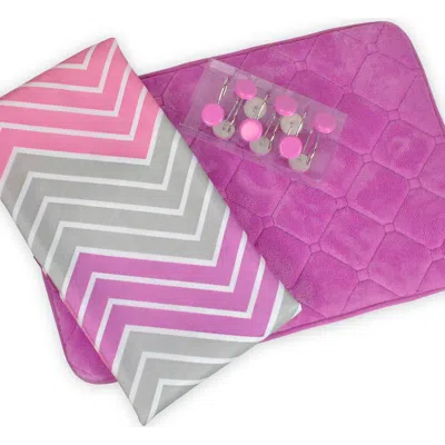 Dii Chevron Assorted Bath Set 14 Piece In Pink