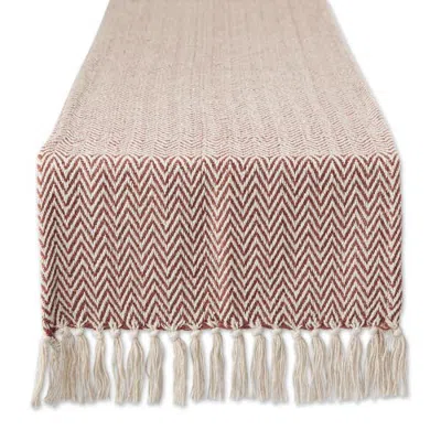 Dii Chevron Table Runner Jacquard Handloom In Cinnamon
