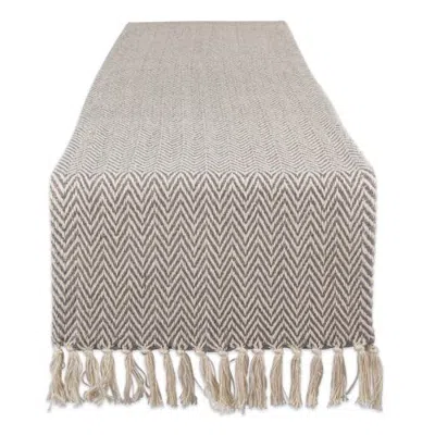 Dii Chevron Table Runner Jacquard Handloom In Gray
