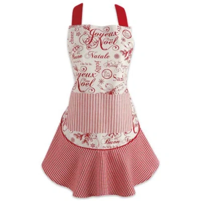 Dii Cotton Ruffle Apron In Joyeux Noel