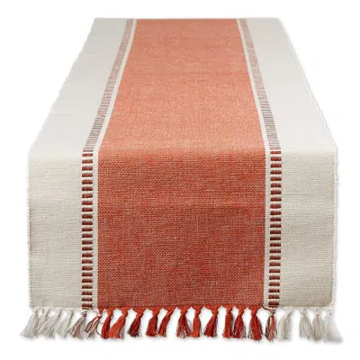 Dii Dobby Stripe Ribbed Table Runner In Burnt Orange