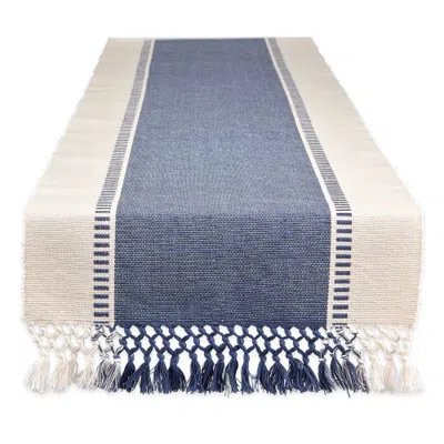Dii Dobby Stripe Ribbed Table Runner In French Blue
