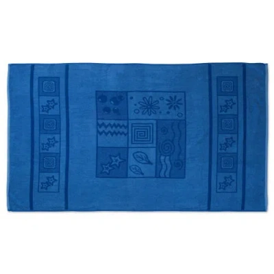 Dii Double Jacquard Square Beach Towel 36x64" In Blue