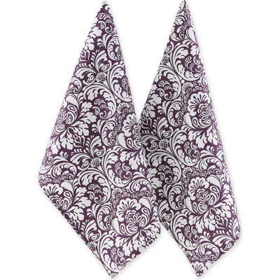 Dii Eggplant Damask Dishtowel Set/2