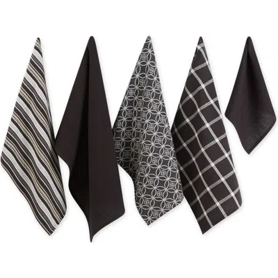 Dii Everyday Assorted Dishtowel & Dishcloth Set/5 In Black