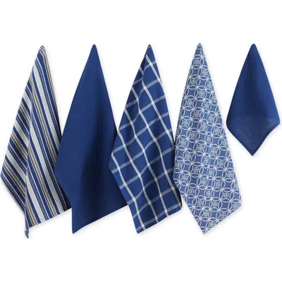 Dii Everyday Assorted Dishtowel & Dishcloth Set/5 In Nautical Blue