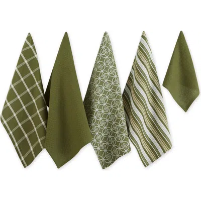 Dii Everyday Assorted Dishtowel & Dishcloth Set/5 In Sage