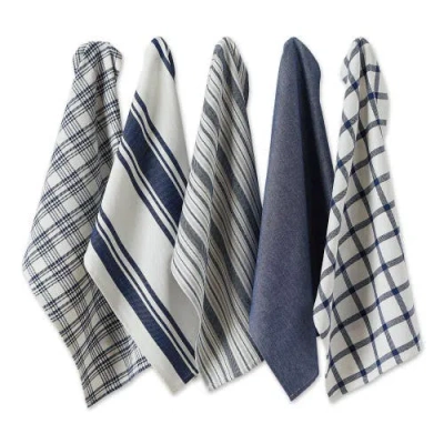 Dii Everyday Mixed Basic Dishtowel Set/5 In Nautical Blue