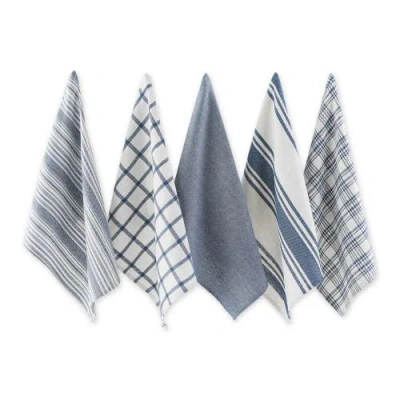 Dii Everyday Mixed Basic Dishtowel Set/5 In Stone Blue