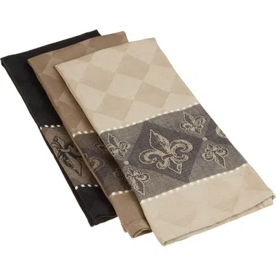 Dii Fleur De Lis Assorted Jacquard Dishtowels Set/3