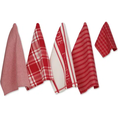 Dii Foodie Dishtowel & Dishcloth Set/5 In Red