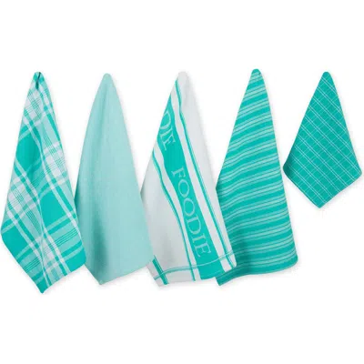 Dii Foodie Dishtowel & Dishcloth Set/5 In Teal
