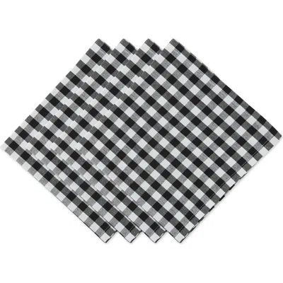 Dii Gingham Cotton Napkin Set/4 In Black/white