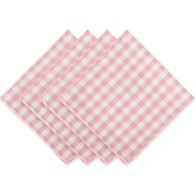 Dii Gingham Cotton Napkin Set/4 In Pink/white