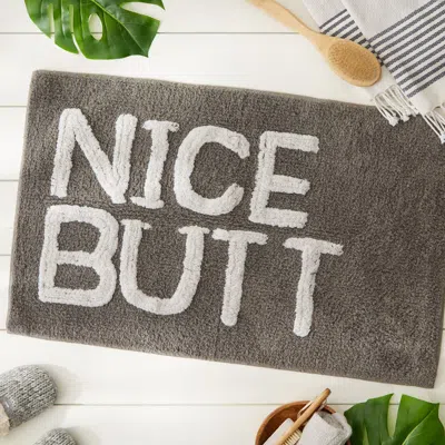 Dii Gray & White Tufted Bath Mat, Nice Butt, 20x31