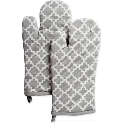 Dii Gray Lattice Oven Mitt Set/2