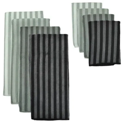 Dii Gray Stripe Microfiber Towel Set/4