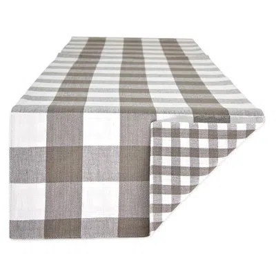 Dii Gray/white Reversible Gingham/buffalo Check Table Runner