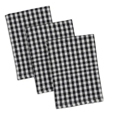 Dii Heavyweight Dishtowel & Dishcloth Set/6 In Black Gingham
