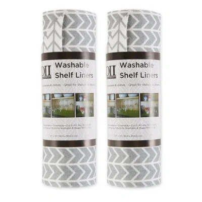 Dii Herringbone Print Reusable Shelf Liner Set/2 In Gray