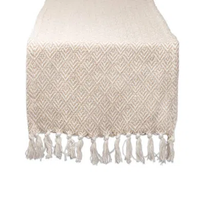 Dii Jacquard Diamond 15x72" Table Runner In Stone