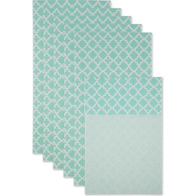 Dii Lattice Print Reusable Fridge Liner Set/6 In Aqua