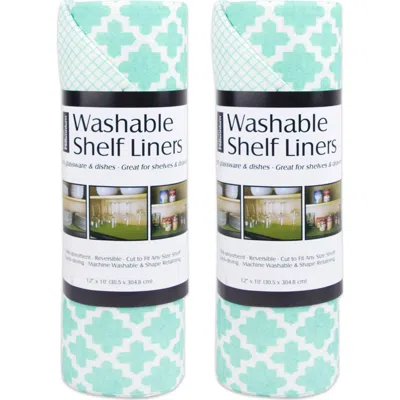 Dii Lattice Print Reusable Shelf Liner Set/2 In Aqua