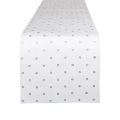 Dii Metallic Reversible Polka Dot Table Runner In Silver