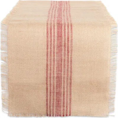 Dii Middle Stripe Burlap Table Runner 14x72" In Barn Red