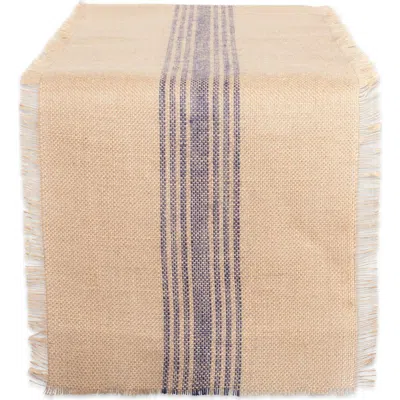 Dii Middle Stripe Burlap Table Runner 14x72" In French Blue