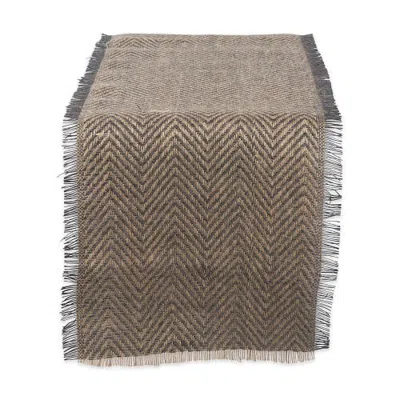 Dii Mineral Chevron Burlap Table Runner 14x72 In Mineral Gray