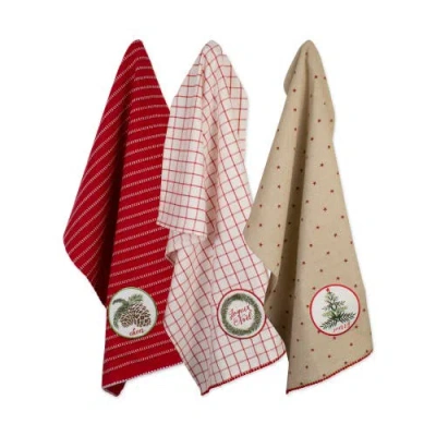 Dii Noel Embellished Assorted Dishtowel Set/3
