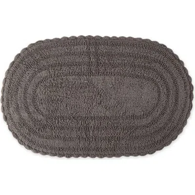Dii Oval Crochet Bath Mat In Gray