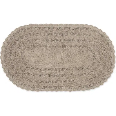 Dii Oval Crochet Bath Mat In Stone