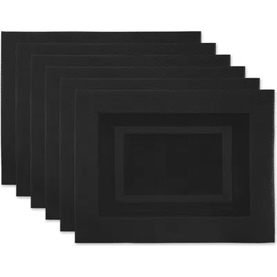 Dii Pvc Double Frame Placemat Set/6 In Black
