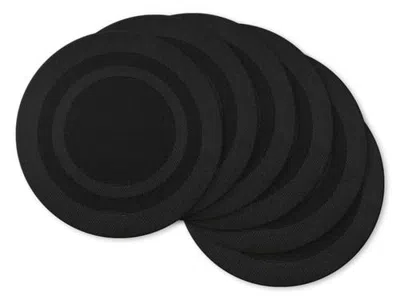 Dii Pvc Double Frame Round Placemat Set/6 In Black