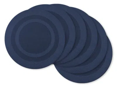 Dii Pvc Double Frame Round Placemat Set/6 In Nautical Blue