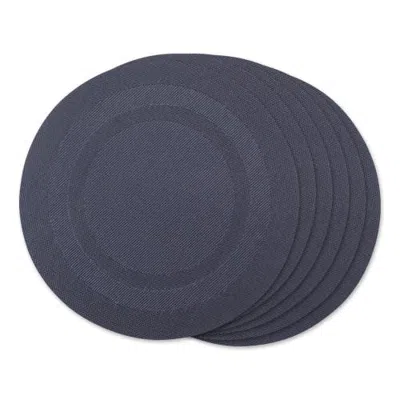 Dii Pvc Double Frame Round Placemat Set/6 In Stonewash Blue