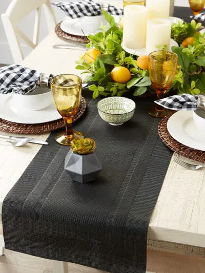 Dii Pvc Double Frame Table Runner 14x72" In Black