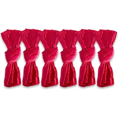 Dii Red Satin Knot Napkin Set/6