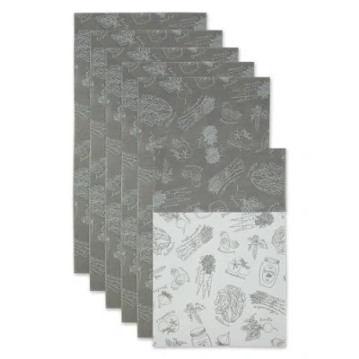 Dii Reusable Market Print Fridge Liner Set/6 In Gray