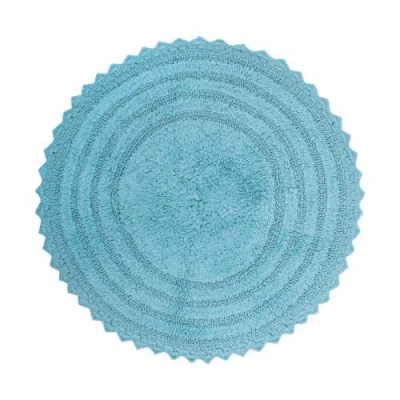 Dii Round Crochet Bath Mat 27.5" Diameter In Cameo Blue