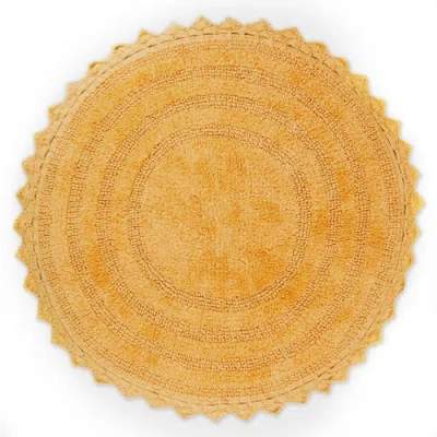 Dii Round Crochet Bath Mat 27.5" Diameter In Yellow